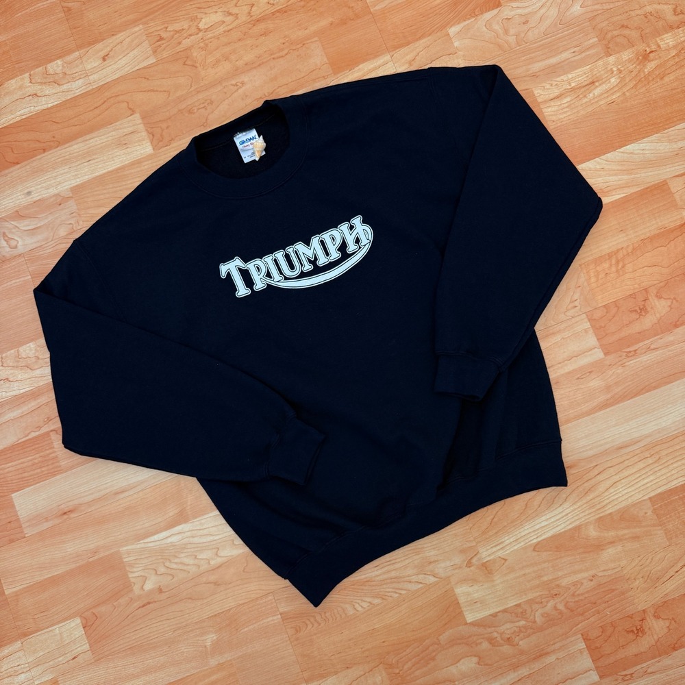 Vintage Triumph Motorcycles Graphic Crewneck Sweatshirt Black Mens Medium Gildan